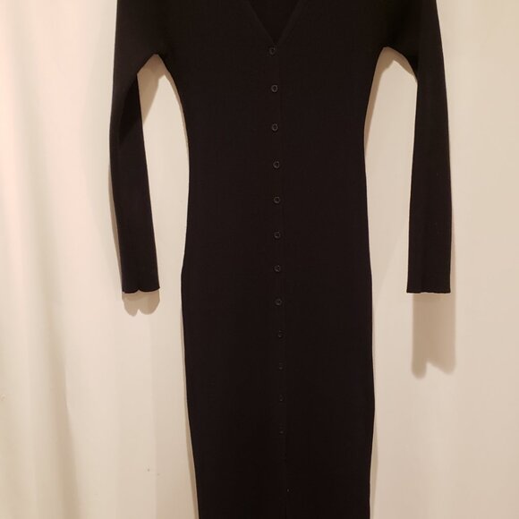 Edikted Jazlyn Long Sleeve Black Ribbed Sweater Dress Size Large - Picture 9 of 15